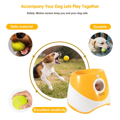 Automatic Dog Ball Launcher - Interactive Tennis Ball Machine with Adjustable Launch Distance (10-30 Ft) for Small Dog Training