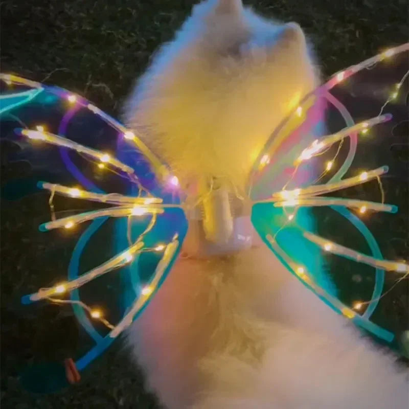 Dog Butterfly Wings Pet Glowing Wings Puppy Summer Clothes Decorative Samoyed Husky Medium Dogs