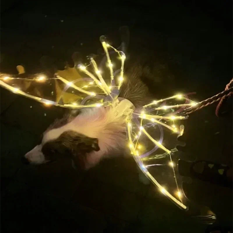 Dog Butterfly Wings Pet Glowing Wings Puppy Summer Clothes Decorative Samoyed Husky Medium Dogs