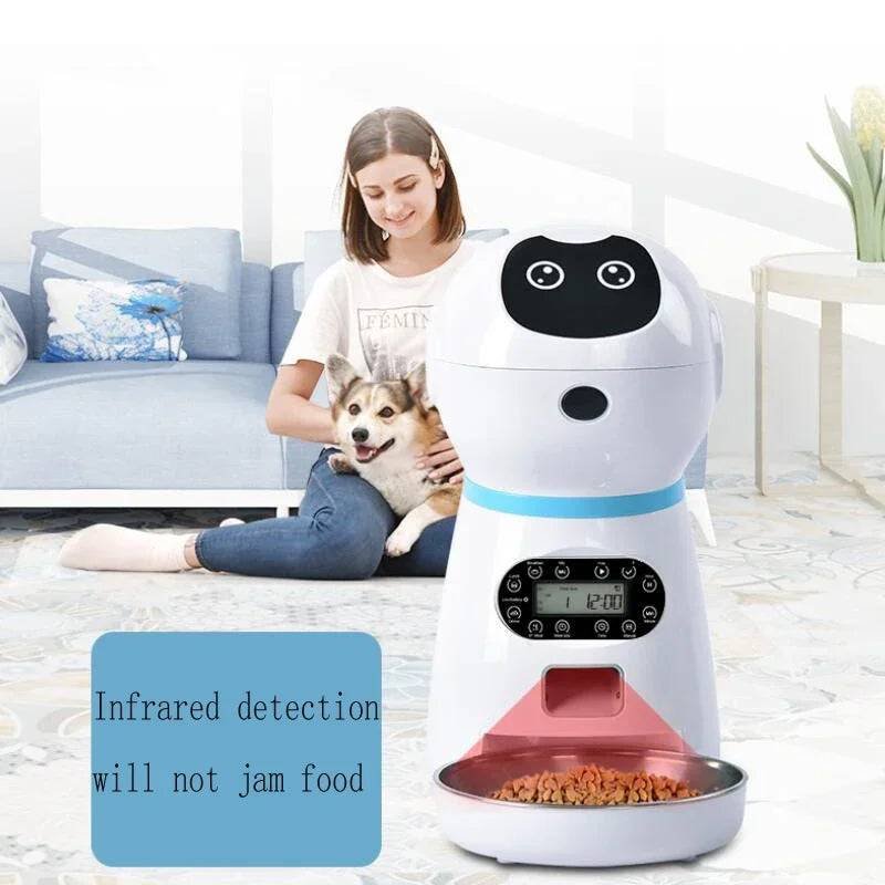 Smart Automatic Pet Feeder with Voice Record Stainless Steel LCD Screen Timer for Dog Food Bowl Cat Food Dispenser Pet Supplies