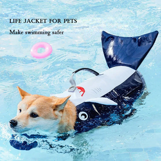 Blue Shark Style Pet Life Jacket, Dog Buoyancy Swimsuit, Suitable for Small and Medium Sized Dogs