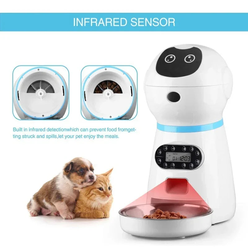 Smart Automatic Pet Feeder with Voice Record Stainless Steel LCD Screen Timer for Dog Food Bowl Cat Food Dispenser Pet Supplies