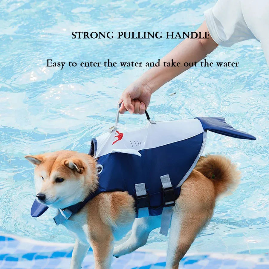 Blue Shark Style Pet Life Jacket, Dog Buoyancy Swimsuit, Suitable for Small and Medium Sized Dogs