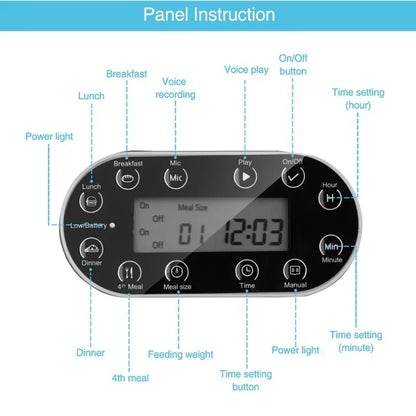 Smart Automatic Pet Feeder with Voice Record Stainless Steel LCD Screen Timer for Dog Food Bowl Cat Food Dispenser Pet Supplies